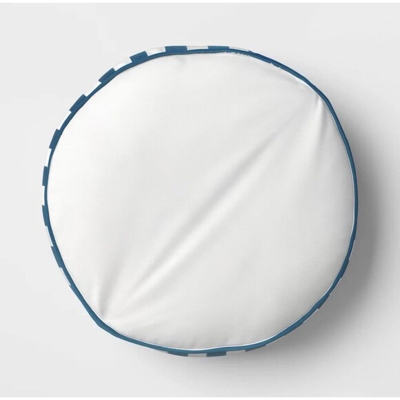 Threshold 16” Round Outdoor Throw Pillow Blue Shells Patio Cushion NEW - Picture 2 of 6